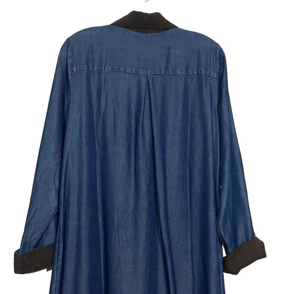 Soft Surroundings Blue Icon Urbina Shirt Dress Denim Western Faux Suede Trim - Picture 9 of 10
